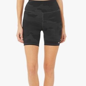 ALO Yoga Black Camo High-Rise Bike Shorts